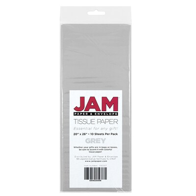 JAM Paper 20" x 26" Tissue Paper, Grey/Silver, 20 Sheets/Pack (1152357A)