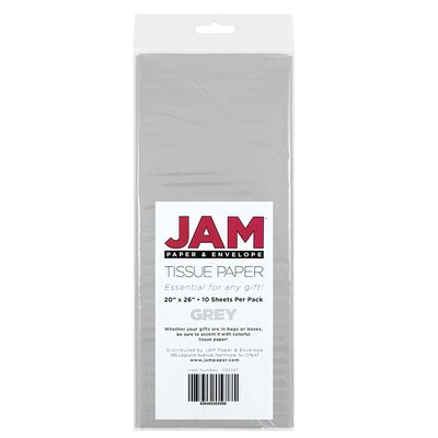 JAM Paper Tissue Paper, Grey/Silver, 20 Sheets/Pack (1152357A)