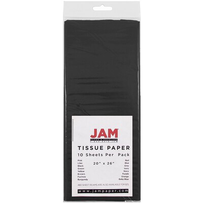 JAM Paper 20" x 26" Tissue Paper, Black, 20 Sheets/Pack (1152348A)