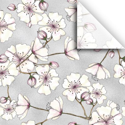 JAM PAPER Design Tissue Paper, Cherry Blossom Silver, 240 Sheats/Ream