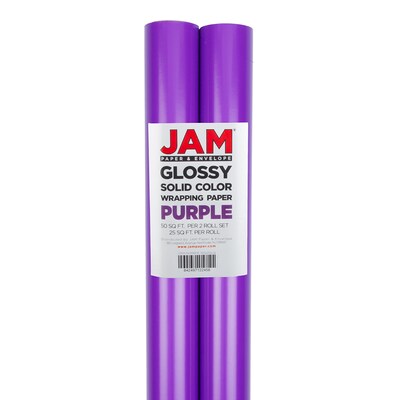 JAM Paper Wrapping Paper, 25 Sq. ft. x 30, Purple, 2/Pack (165S25PUG)