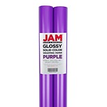 JAM PAPER Gift Wrap, Glossy Wrapping Paper, 25 Sq Ft per Roll, Purple, 2/Pack