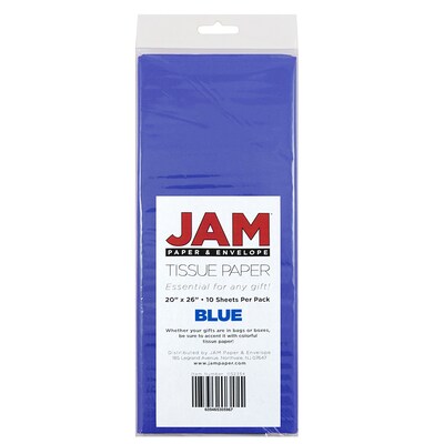 JAM PAPER Tissue Paper, Presidential Blue, 20 Sheets/Pack (1152354A)