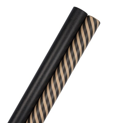 JAM Paper Wrapping Paper, 25 Sq. ft. x 30, Black, 2/Pack (165KKS50BL)