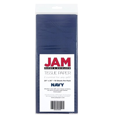 JAM Paper 20" x 26" Tissue Paper, Navy Blue, 20 Sheets/Pack (1152353A)