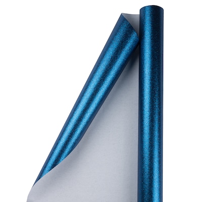 JAM Paper Christmas Wrapping Paper, 20 Sq Ft, Blue Glitter (354537262)