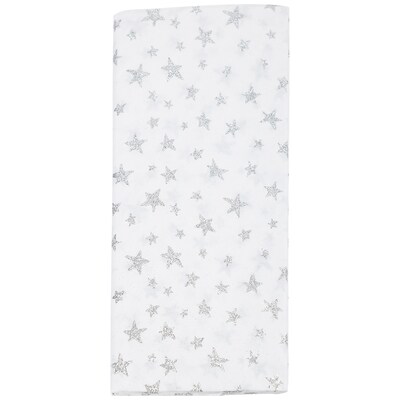 JAM PAPER Design Tissue Paper, Glitter Silver Stars, 4/Pack