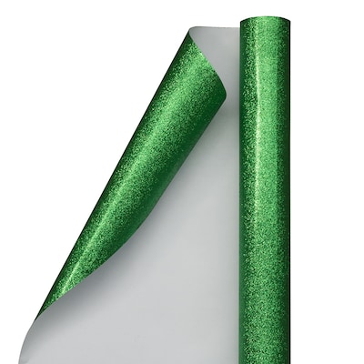 JAM PAPER Green Glossy Gift Wrapping Paper Roll - 2 packs of 25 Sq. Ft.