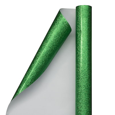 JAM Paper Christmas Wrapping Paper, 20 Sq Ft, Green Glitter (354537263)