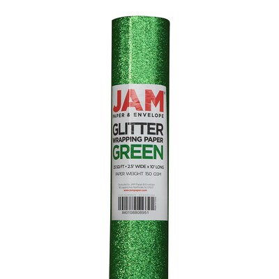 JAM PAPER Lime Green Glossy Gift Wrapping Paper Roll - 2 packs of 25 Sq. Ft.