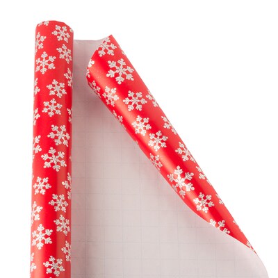 JAM PAPER Gift Wrap, Christmas Wrapping Paper, 25 Sq Ft, Glittered Snowflake Christmas, Roll Sold Individually