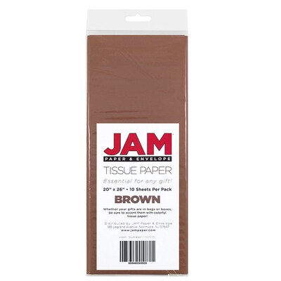 JAM Paper 20" x 26" Tissue Paper, Brown, 20 Sheets/pack (1152349A)