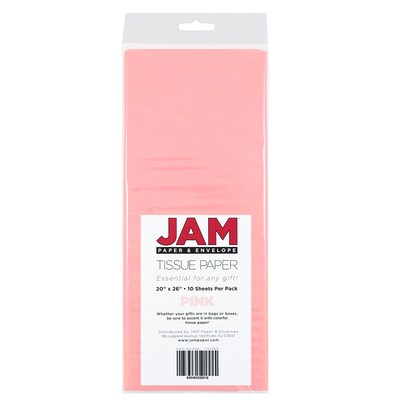 JAM Paper 20" x 26" Tissue Paper, Pink, 20 Sheets/Pack (1152360A)