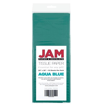 JAM PAPER Tissue Paper, Aqua Blue, 20 Sheets/pack (1157011A)