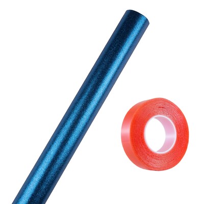 JAM PAPER Gift Wrap Set, Glitter Wrapping Paper, Blue, 1 Roll of Glitter Wrap & 1 Roll of Clear Tape