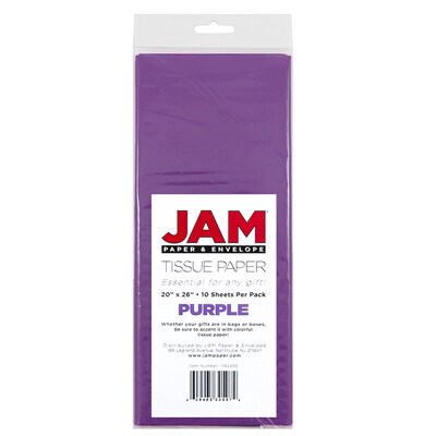 JAM Paper 20" x 26" Tissue Paper, Purple, 20 Sheets/Pack (1152355A)