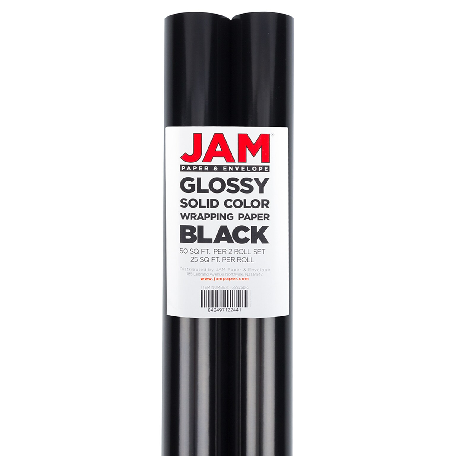 JAM Paper Wrapping Paper, 25 Sq. ft. x 30, Black, 2/Pack (165S25BLG)