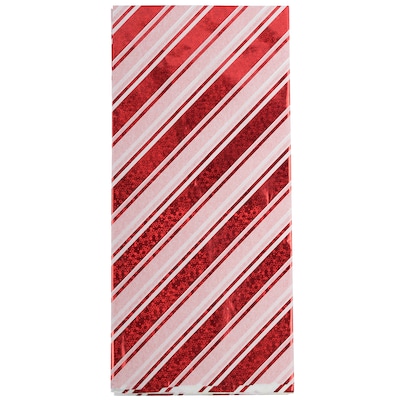 JAM PAPER Holiday Christmas Gift Tissue, Red & White Foil Candy Cane, 6/Pack