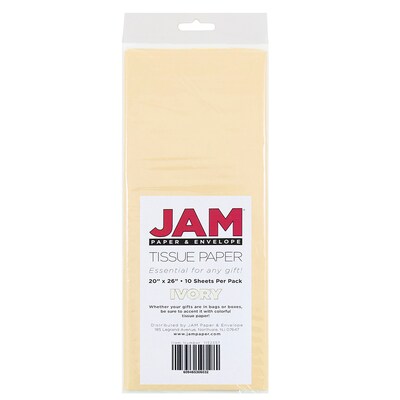 JAM Paper 20" x 26" Tissue Paper, Ivory, 20 Sheets/Pack (1155677A)