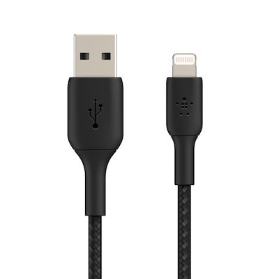 Belkin BOOST CHARGE Braided Lightning to USB-A Cable, 3.3 ft., Black