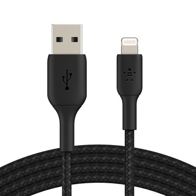 Belkin BOOST CHARGE Braided Lightning to USB-A Cable, 3.3 ft., Black