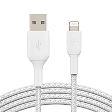 Belkin BOOSTCHARGE 6.6 USB A to Lightning Power Cable, Male to Male, White (CAA002BT2MWH)