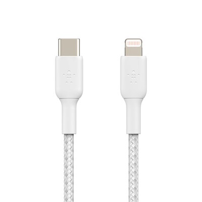 Belkin 3.3-ft BOOST CHARGE Braided USB-C to Lightning Cable for iPad/iPhone/iPod (M/M), White (CAA004bt1MWH)