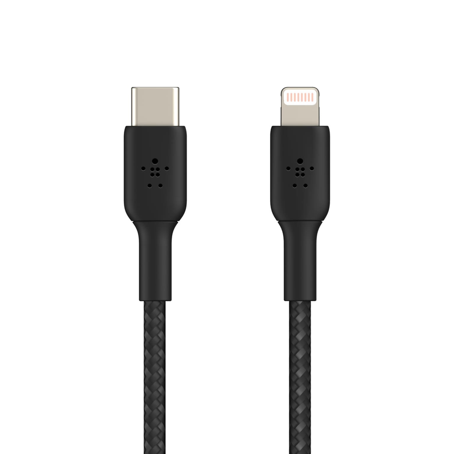 Belkin BOOST CHARGE Braided USB-C to Lightning Cable, 6.6 ft., Black