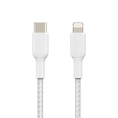 Belkin BOOST CHARGE Braided USB-C to Lightning Cable, 1 m / 3.3 ft., White