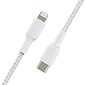 Belkin BOOST CHARGE Braided USB-C to Lightning Cable, 1 m / 3.3 ft., White