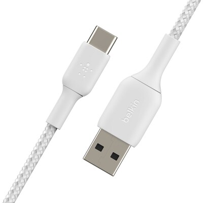 Belkin BOOST CHARGE Braided USB-C to USB-A Cable, 15 cm / 6", White
