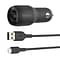 Belkin BOOST CHARGE Dual USB-A Car Charger, 24W + USB-A to Lightning Cable, Black