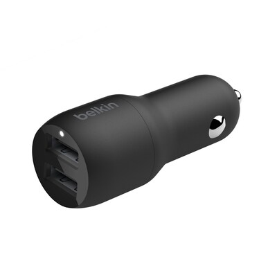 Belkin BOOST CHARGE Dual USB-A Car Charger, 24W + USB-A to USB-C Cable, Black