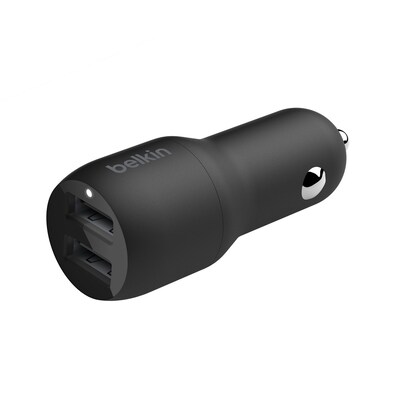 Belkin BOOST CHARGE Dual USB-A Car Charger 24W + USB-A to Micro-USB Cable, Black