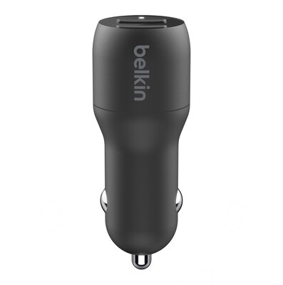 Belkin BOOST CHARGE Dual USB-A Car Charger 24W + USB-A to Micro-USB Cable, Black