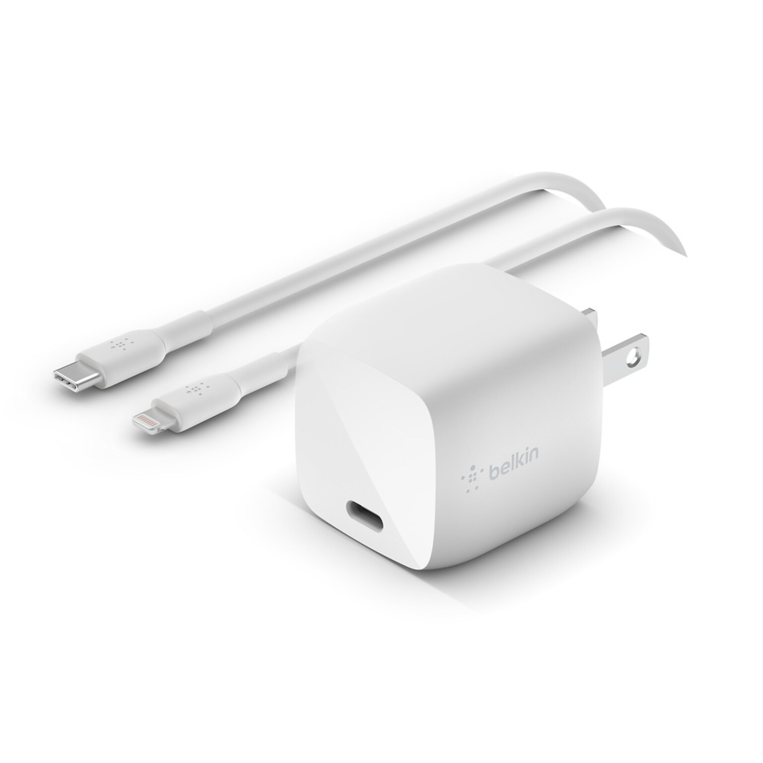 Belkin BOOST CHARGE 30W USB-C GaN Wall Charger + USB-C to Lightning Cable, White