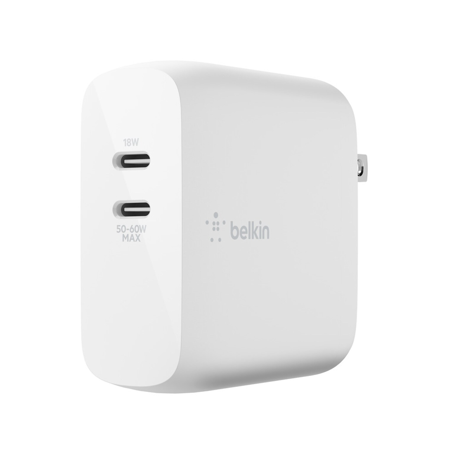 Belkin BOOST CHARGE Dual USB-C PD GaN Wall Charger, 68W, White