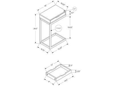 Monarch Specialties Inc. 16" x 10.25" Accent Table, White (I 3601)