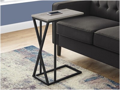 Monarch Specialties Inc.18.25 x 10.25 Accent Table, Gray/Black (I 3248)