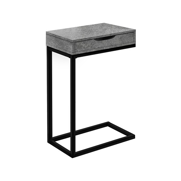 Monarch Specialties Inc. 16 x 10.25 Accent Table, Gray Stone/Black (I 3603)