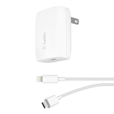 Belkin BOOST?CHARGE 18W USB-C PD Wall Charger + USB-C to Lightning Cable, White