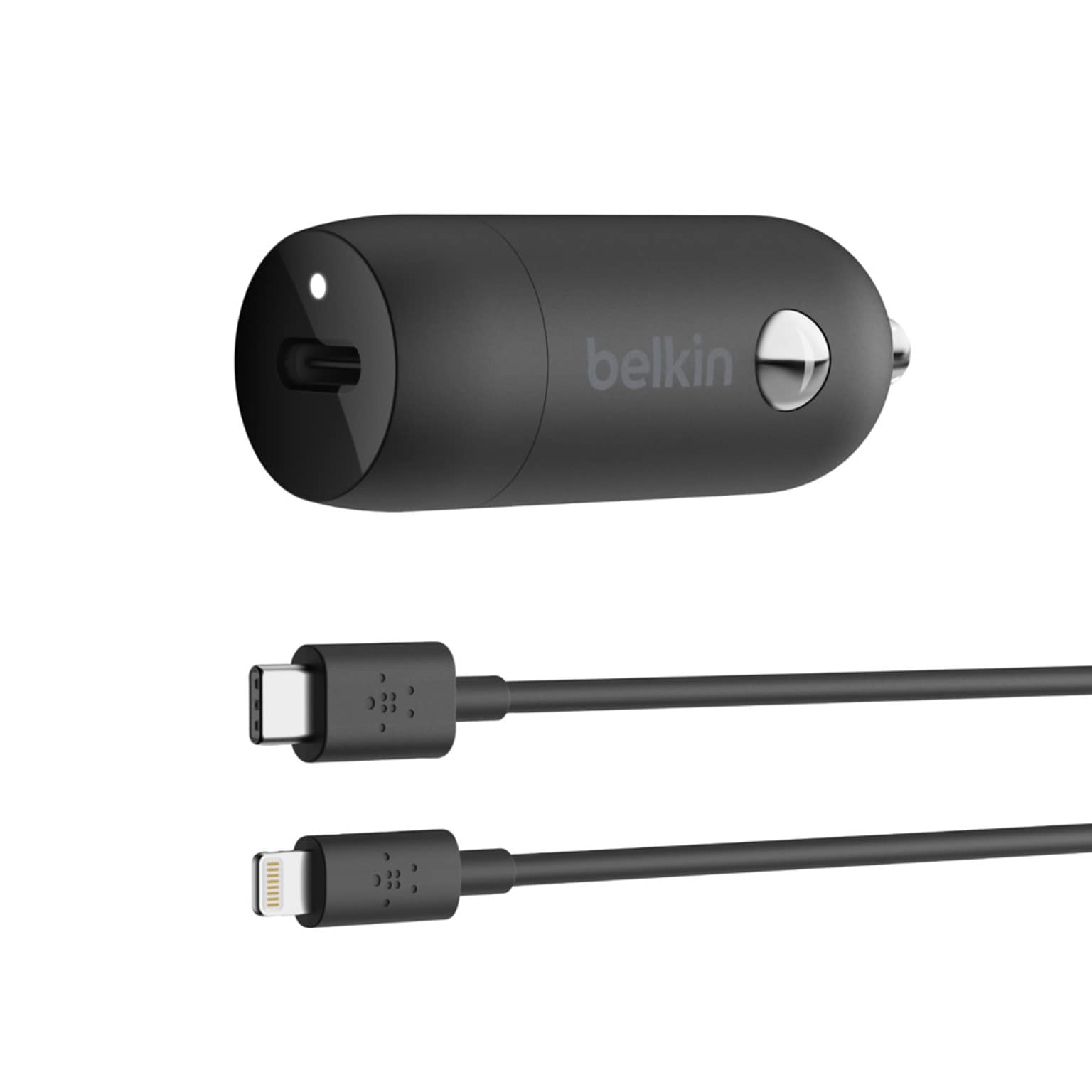 Belkin BOOST CHARGE USB-C to Lightning Cable Car Charger for Multiple Brands, Black (F7U099bt04-BLK)