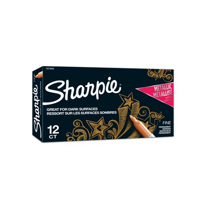 Sharpie Permanent Markers, Fine Tip, Bronze Metallic, 12/Pack (1823888)