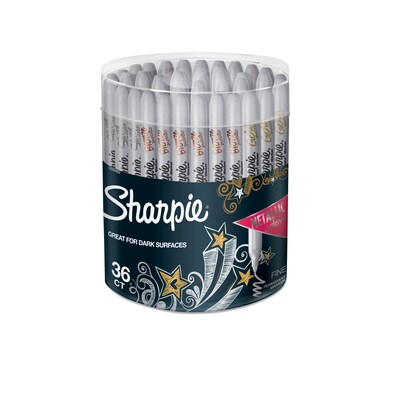 Sharpie Permanent Markers, Fine Tip, Assorted Metallic, 36/Pack (1835492)