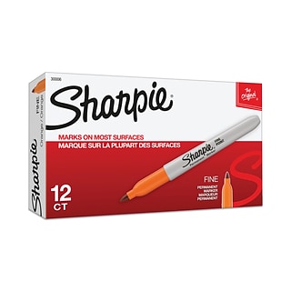 Sharpie Permanent Markers, Fine Tip, Orange, 12/Pack (30006
