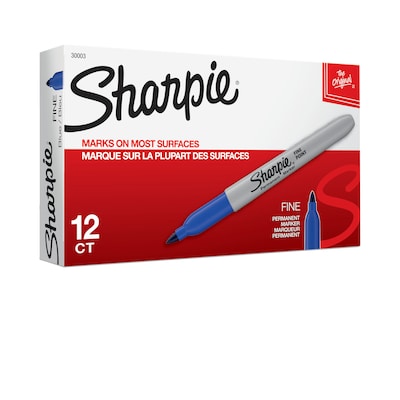 Sharpie Permanent Marker, Fine Tip, Blue, Dozen (30003)