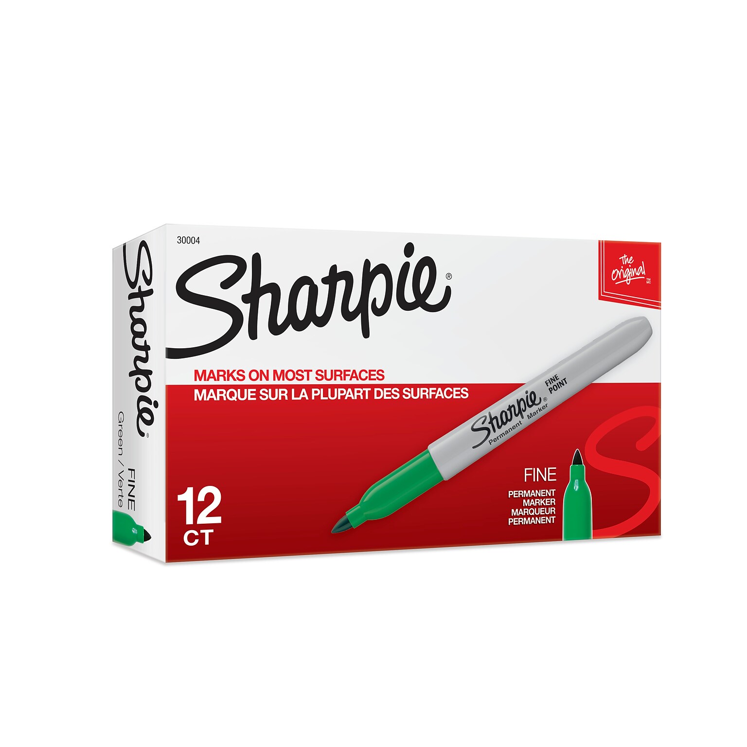 Sharpie Permanent Markers, Fine Tip, Green, 12/Pack (30004)