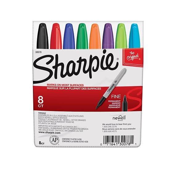 Sharpie Permanent Markers, Ultra Fine Tip, Assorted, 12/Pack (37175)