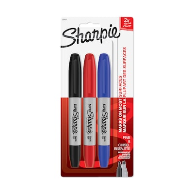 Sharpie Super Permanent Marker, Twin Tip, Assorted, 3/Pack (36404)
