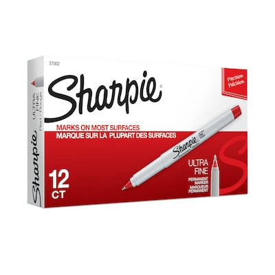 Sharpie Permanent Marker, Ultra Fine Tip, Red, Dozen (37002)